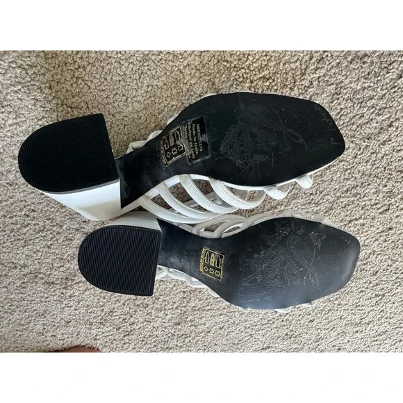 Free People Collette Strappy Heel White Block Sandal Square Toe Size 7 - Picture 6 of 9